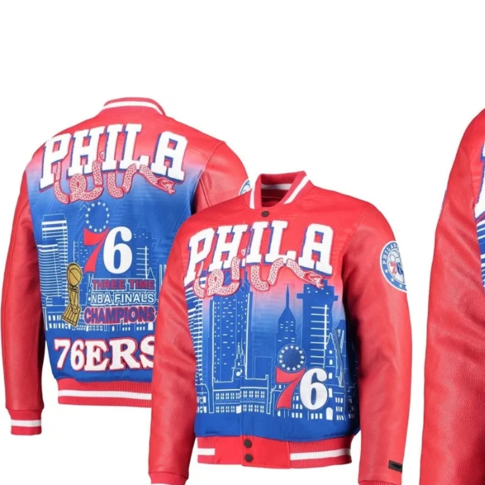 Men's Pro Standard Red Philadelphia 76ers Remix Varsity Full-Zip Jacket